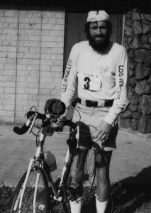 Bob at the third ever Ironman Triathlon in 1980 - there were only 108 entrants in that race, and there were only 15 in the field the year before. Bob is shown with his $75 police auction bike.