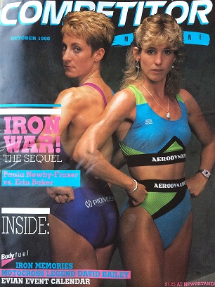 Erin Baker and Paula Newby-Fraser on the cover of Competitor Magazine for the pre-Kona October 1990 issue.